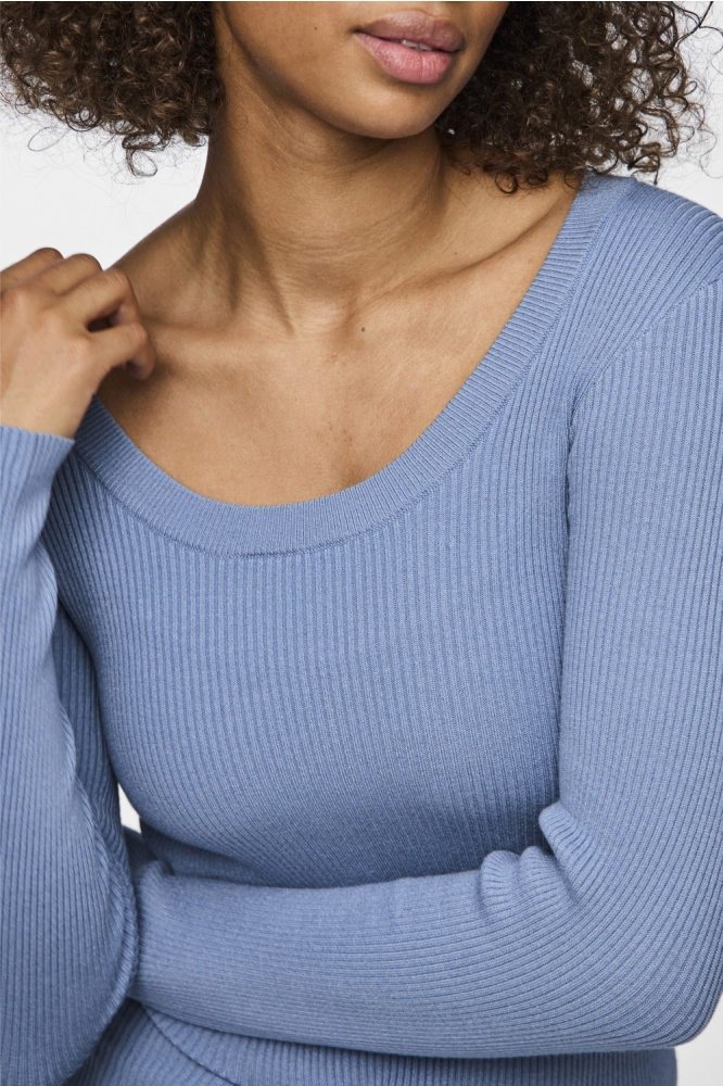 PCMIRA LS U-NECK KNIT NOOS BC 17150974 FADED DENIM